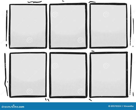 Comic Strip Six Grey Panels Box Halftone Cartoon Template Stock Photo ...