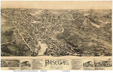 Pascoag, Rhode Island 1895 Custom Bird's Eye View - OLD MAPS