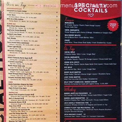 Online Menu of Social House Arlington Restaurant, Arlington, Texas, 76011 - Zmenu