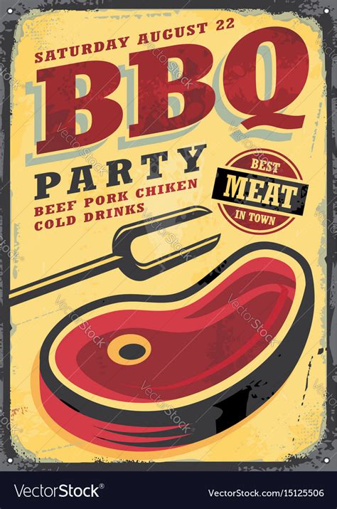 Bbq party vintage metal sign Royalty Free Vector Image