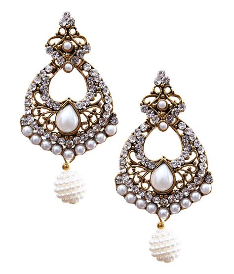 Glitters White Metal Fancy Earrings For Women - Buy Glitters White ...