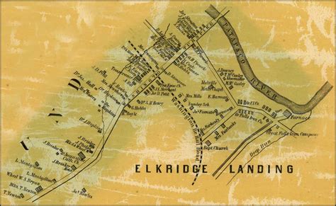 Detail of Elkridge Landing from Simon J. Martenet, Map of Howard County ...