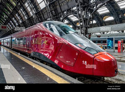 A high speed Italo Alstom AGV train at Milan Centrale railway station ...