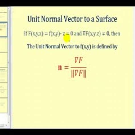 Determining a Unit Normal Vector to a Surface