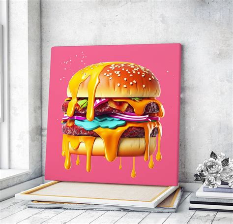 Kitchen Decor Burger Wall Art Burger Canvas Wall Art Burger - Etsy