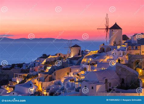 Beautiful Sunset in Santorini, Greece Stock Photo - Image of ...