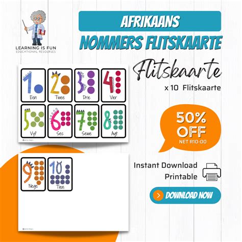 Afrikaans | Nommer Flitskaarte • Teacha!