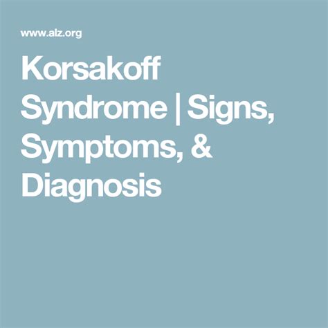 Korsakoff syndrome | Carcinoid syndrome, Syndrome, Symptoms