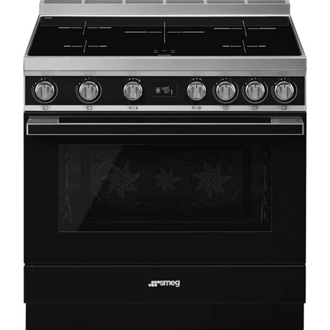 Smeg CPF9IPBL 90cm Portofino Induction Pyro Single Oven Range Cooker ...