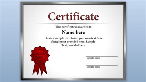 Free Certificate Template for PowerPoint 2010 & 2013