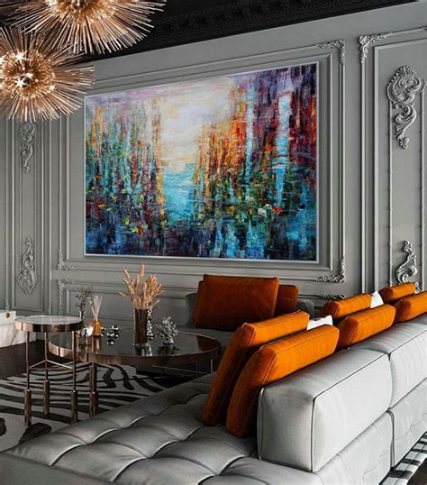 Extra Large Colorful Horizontal Modern Contemporary Abstract wall Art ...