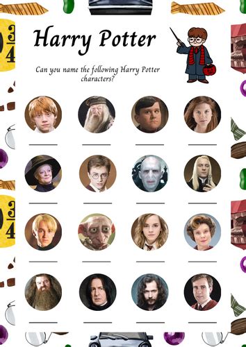 Harry Potter Name the Characters - Quiz / Game Sheet and Answers ...