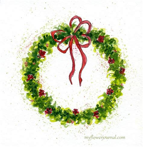 How To Paint A Watercolor Christmas Wreath - My Flower Journal