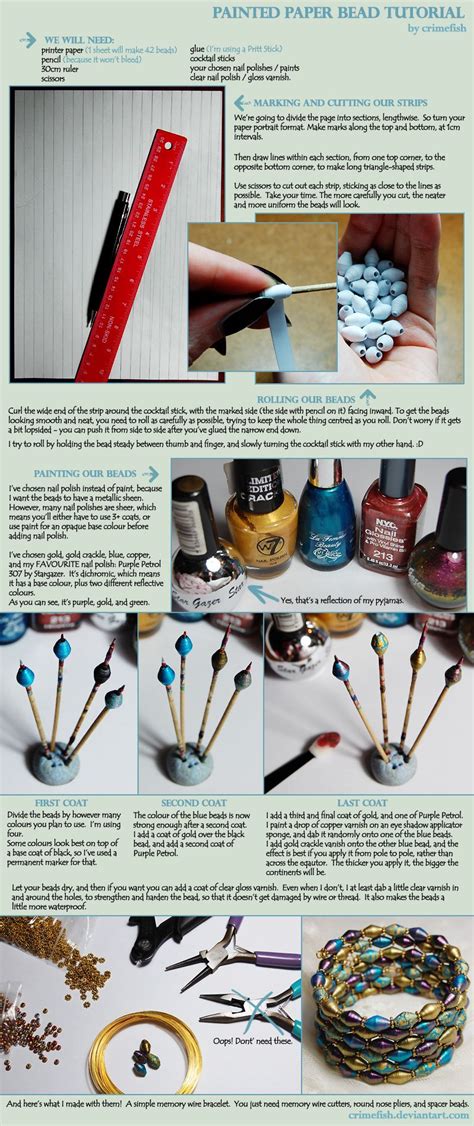 Painted Paper Bead Tutorial by Crimefish.deviantart.com Paper Beads Tutorial, Make Paper Beads ...