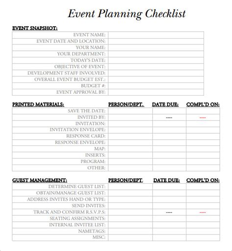 University Event Planning Checklist Template - RESUMEACES