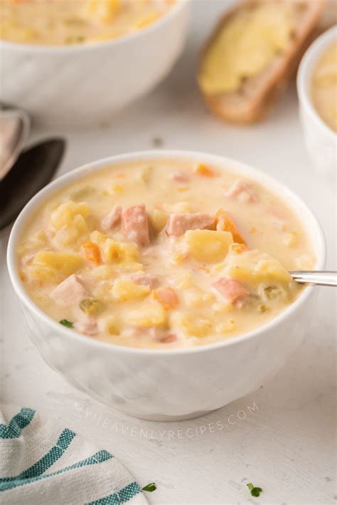 Slow Cooker Ham and Potato Soup - My Heavenly Recipes