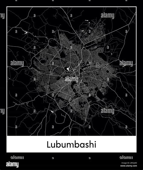 Minimal city map of Lubumbashi (Democratic Republic of Congo Africa ...