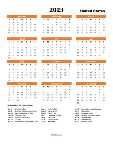 Printable Calendar 2023 One Page with Holidays (Single Page) 2023 ...