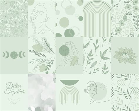 Sage Green Wall Collage Kit Aesthetic Photo Collage Kit - Etsy