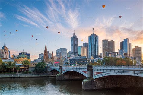 Melbourne city skyline at twilight featuring melbourne, skyline, and city | Architecture Stock ...