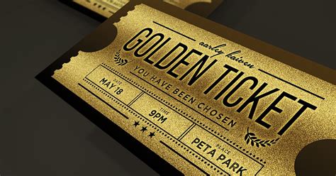 Multipurpose Golden Ticket Invitation, Graphic Templates - Envato Elements