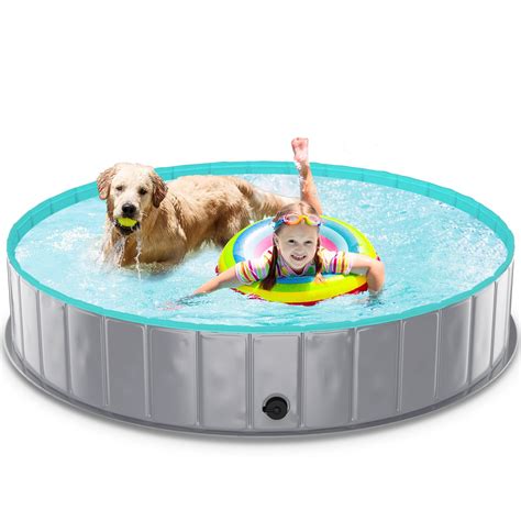 LUNAOO Foldable Dog Pool- Portable Kiddie Pool, Durable PVC Outdoor ...