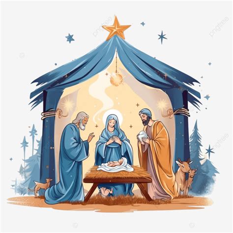 Christmas Hygge Interior With Christmas Nativity Scene With Holy Family ...