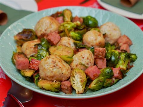 Potato & Ham Dumplings with Brussels Sprouts (Klubb) Recipe | Molly Yeh | Food Network