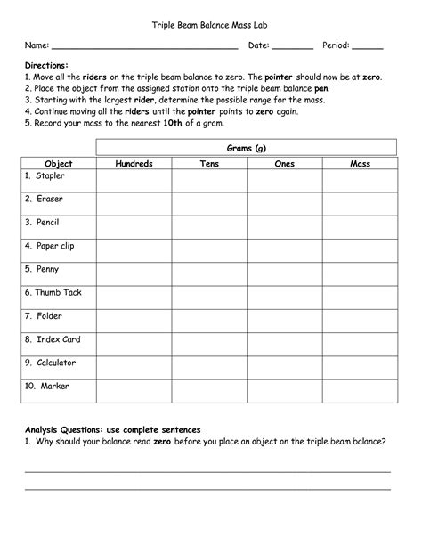 triple beam balance activity - Google Search | Practices worksheets, Reading practice worksheets ...