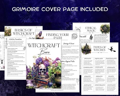 Basics of Witchcraft 101 Printable Grimoire Pages BOS Intro to Witchcraft. Beautiful Cover Page ...