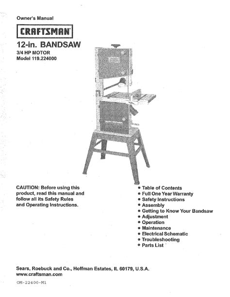 Craftsman 12 Inch Band Saw Parts List Pdf | Reviewmotors.co