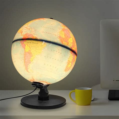 25cm 220V Illuminated Tellurion Led Lamp Light Word Earth Globe Map Desktop Decor Geography ...