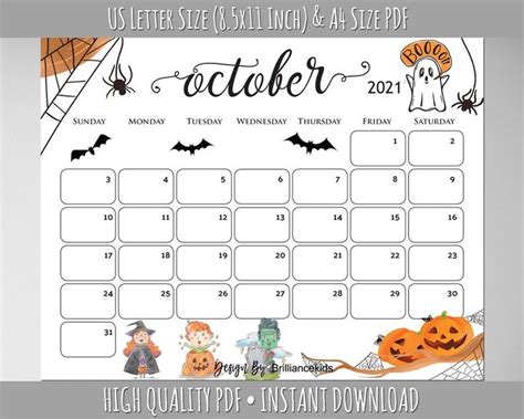 October Month Calendar 2022 Halloween Planner Printable - Etsy ...