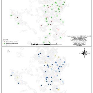 Study subject addresses ploted over a map of the urban area o Botucatu ...