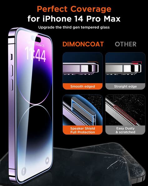 iPhone 14 Pro Max Privacy Screen Protector Dimond Hard Tempered Glass Film[10X Military ...