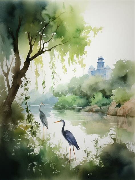 Nature Watercolor Sketch Painting Background Stock Illustration ...