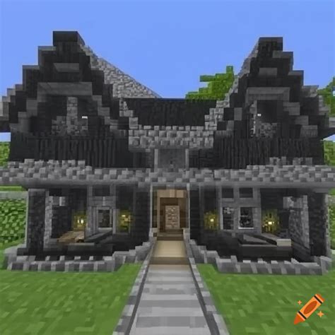 Black and marble minecraft house on Craiyon