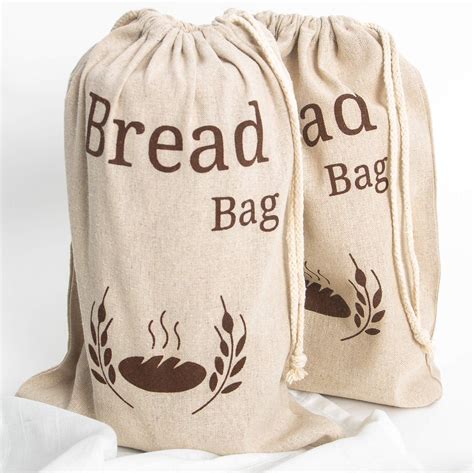 2 Pack New Living 100% Organic Linen Bread Bag | 2 x Reusable Bread ...