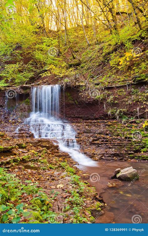 Beautiful Waterfall on a Mountain Stream in the Woods Stock Image ...