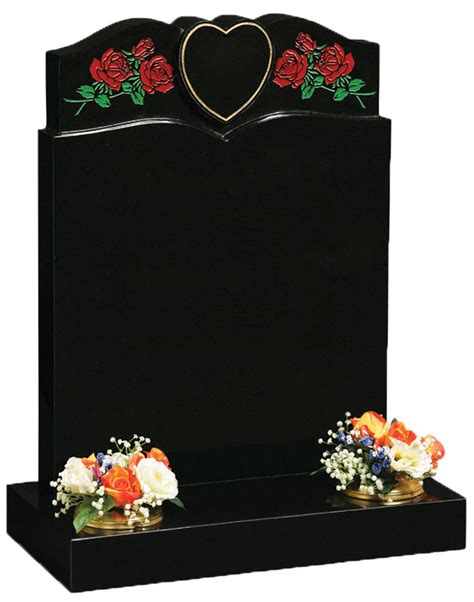 Black Granite Headstone with Red Roses | Leverton Brothers