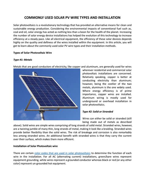 Commonly used solar pv wire types and installation by Alpha Assembly Solutions Inc. - Issuu