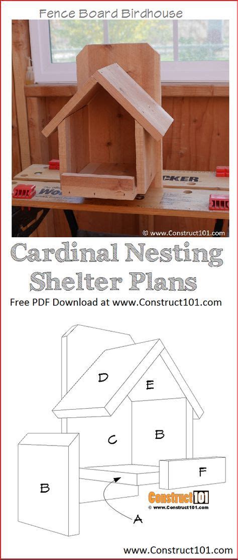 Cardinal Nesting Shelter Bird House Plans - PDF Download - Construct101 ...