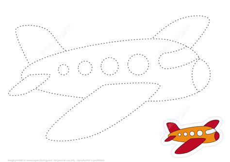 Draw Airplane by Tracing Dashed Line and Color | Free Printable Puzzle Games