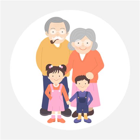 Grandparents And Grandchildren Portrait Vector Illustration 240926 ...