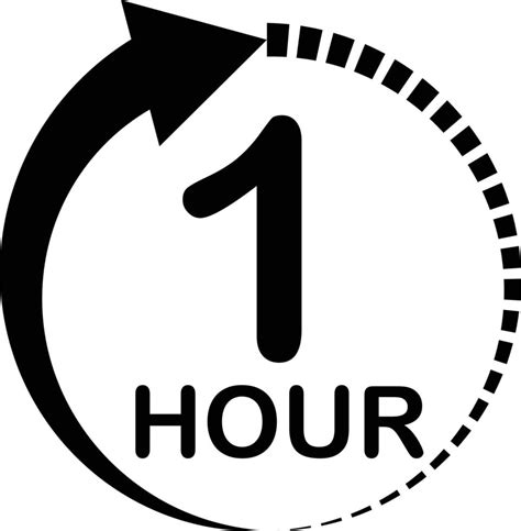 One hour round icon on white background. 1 hour clock sign. Timer ...