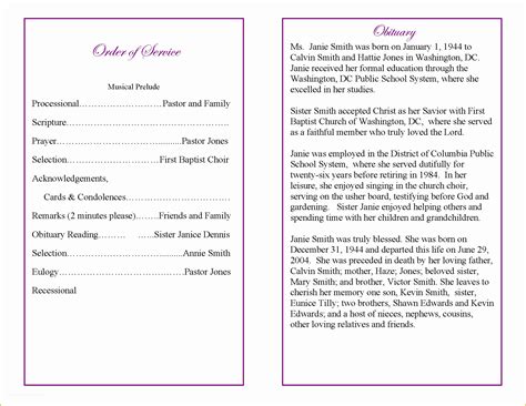 Funeral Program Template Pages