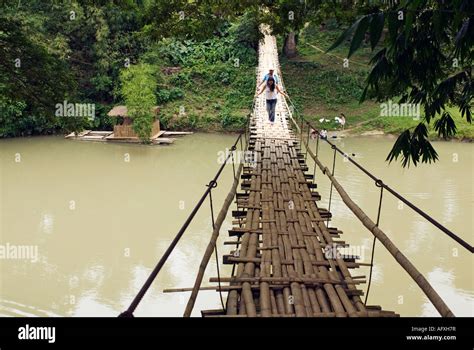 Philippines Bohol Tigbao Hanging Bridge Loboc River Visayas Stock Photo - Alamy