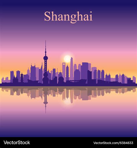 Shanghai city skyline silhouette background Vector Image