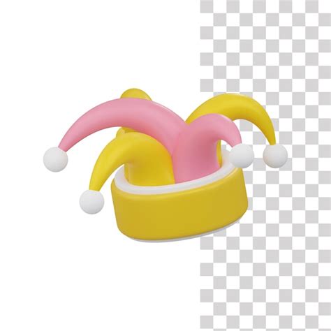 Premium PSD | A clown hat in pink and yellow on a white background