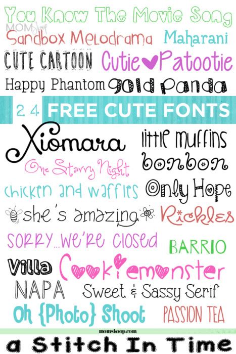 Free Cute Fonts - MomSkoop